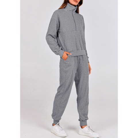 Women's Fall 2 Piece Lounge Sets Zip Up Sweatshirt Jogger Pants Sweat Track Suits Travel Outfit Winter Clothing