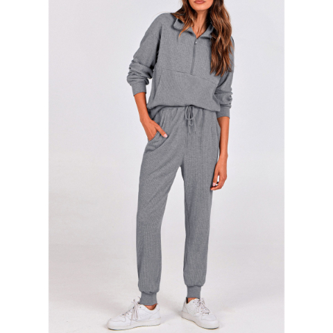 Women's Fall 2 Piece Lounge Sets Zip Up Sweatshirt Jogger Pants Sweat Track Suits Travel Outfit Winter Clothing
