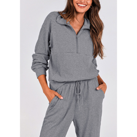 Women's Fall 2 Piece Lounge Sets Zip Up Sweatshirt Jogger Pants Sweat Track Suits Travel Outfit Winter Clothing