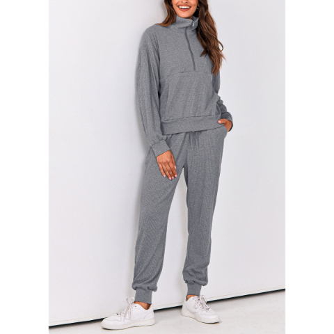 Women's Fall 2 Piece Lounge Sets Zip Up Sweatshirt Jogger Pants Sweat Track Suits Travel Outfit Winter Clothing