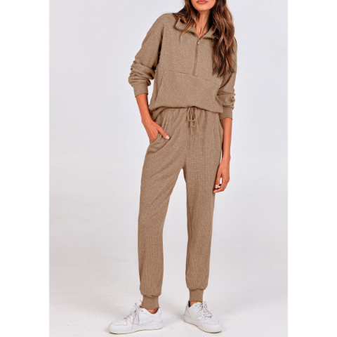 Women's Fall 2 Piece Lounge Sets Zip Up Sweatshirt Jogger Pants Sweat Track Suits Travel Outfit Winter Clothing