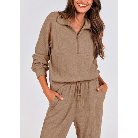 Women's Fall 2 Piece Lounge Sets Zip Up Sweatshirt Jogger Pants Sweat Track Suits Travel Outfit Winter Clothing