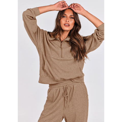 Women's Fall 2 Piece Lounge Sets Zip Up Sweatshirt Jogger Pants Sweat Track Suits Travel Outfit Winter Clothing