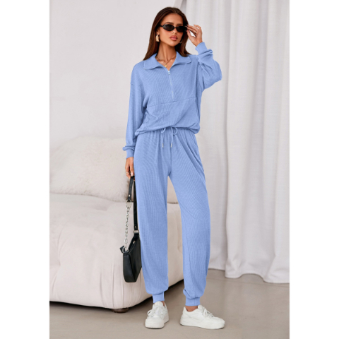 Women's Fall 2 Piece Lounge Sets Zip Up Sweatshirt Jogger Pants Sweat Track Suits Travel Outfit Winter Clothing
