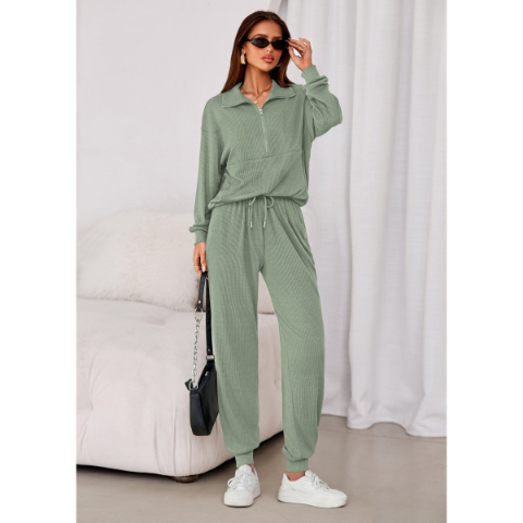 Women's Fall 2 Piece Lounge Sets Zip Up Sweatshirt Jogger Pants Sweat Track Suits Travel Outfit Winter Clothing