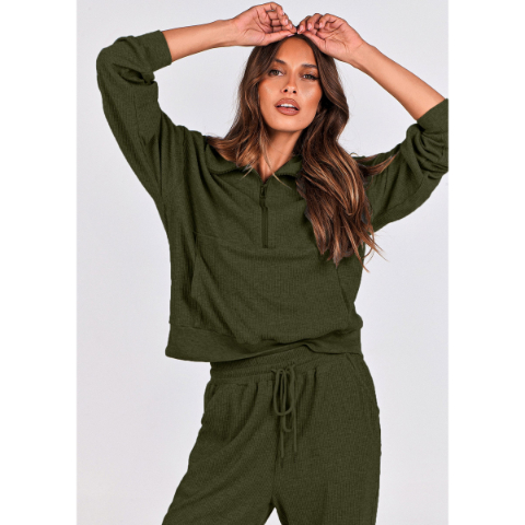 Women's Fall 2 Piece Lounge Sets Zip Up Sweatshirt Jogger Pants Sweat Track Suits Travel Outfit Winter Clothing