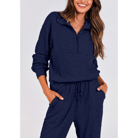 Women's Fall 2 Piece Lounge Sets Zip Up Sweatshirt Jogger Pants Sweat Track Suits Travel Outfit Winter Clothing