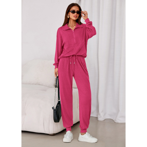 Women's Fall 2 Piece Lounge Sets Zip Up Sweatshirt Jogger Pants Sweat Track Suits Travel Outfit Winter Clothing