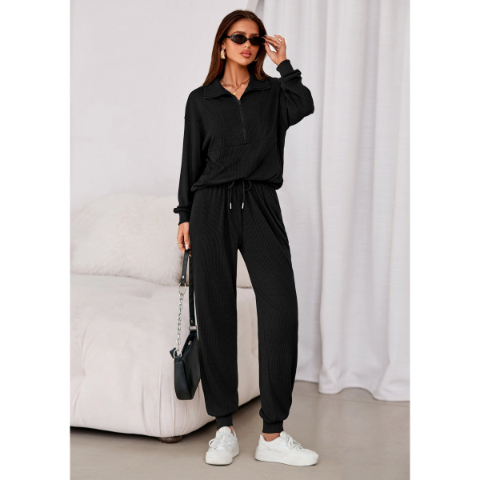 Women's Fall 2 Piece Lounge Sets Zip Up Sweatshirt Jogger Pants Sweat Track Suits Travel Outfit Winter Clothing