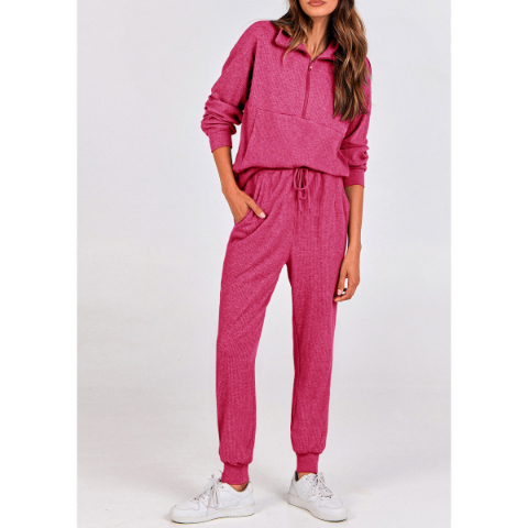 Women's Fall 2 Piece Lounge Sets Zip Up Sweatshirt Jogger Pants Sweat Track Suits Travel Outfit Winter Clothing