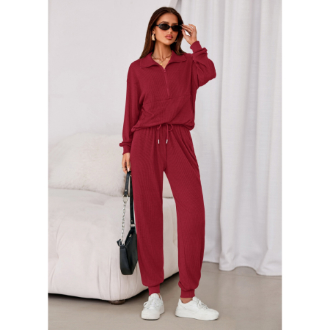 Women's Fall 2 Piece Lounge Sets Zip Up Sweatshirt Jogger Pants Sweat Track Suits Travel Outfit Winter Clothing