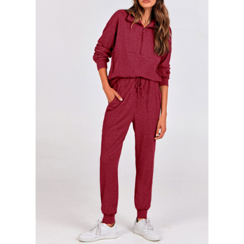 Women's Fall 2 Piece Lounge Sets Zip Up Sweatshirt Jogger Pants Sweat Track Suits Travel Outfit Winter Clothing