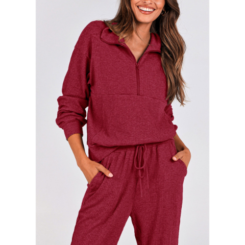 Women's Fall 2 Piece Lounge Sets Zip Up Sweatshirt Jogger Pants Sweat Track Suits Travel Outfit Winter Clothing