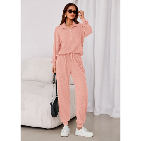 Women's Fall 2 Piece Lounge Sets Zip Up Sweatshirt Jogger Pants Sweat Track Suits Travel Outfit Winter Clothing