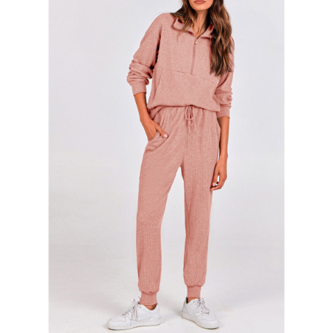 Women's Fall 2 Piece Lounge Sets Zip Up Sweatshirt Jogger Pants Sweat Track Suits Travel Outfit Winter Clothing