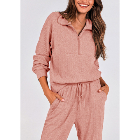 Women's Fall 2 Piece Lounge Sets Zip Up Sweatshirt Jogger Pants Sweat Track Suits Travel Outfit Winter Clothing