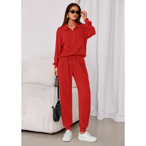 Women's Fall 2 Piece Lounge Sets Zip Up Sweatshirt Jogger Pants Sweat Track Suits Travel Outfit Winter Clothing