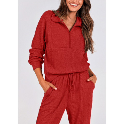 Women's Fall 2 Piece Lounge Sets Zip Up Sweatshirt Jogger Pants Sweat Track Suits Travel Outfit Winter Clothing