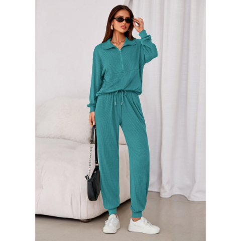 Women's Fall 2 Piece Lounge Sets Zip Up Sweatshirt Jogger Pants Sweat Track Suits Travel Outfit Winter Clothing