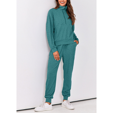 Women's Fall 2 Piece Lounge Sets Zip Up Sweatshirt Jogger Pants Sweat Track Suits Travel Outfit Winter Clothing