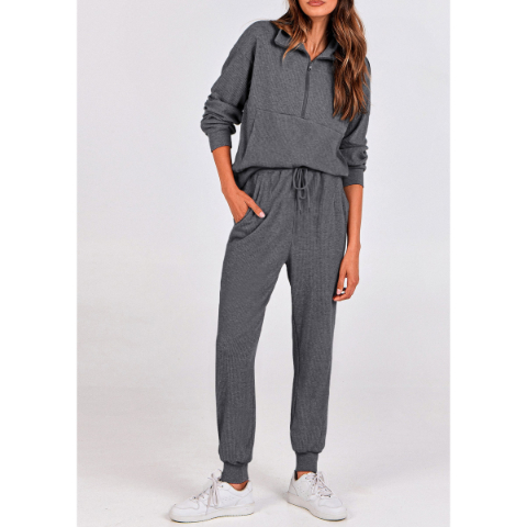 Women's Fall 2 Piece Lounge Sets Zip Up Sweatshirt Jogger Pants Sweat Track Suits Travel Outfit Winter Clothing