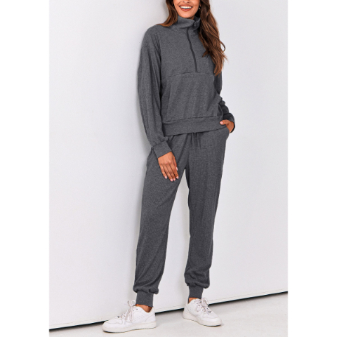 Women's Fall 2 Piece Lounge Sets Zip Up Sweatshirt Jogger Pants Sweat Track Suits Travel Outfit Winter Clothing