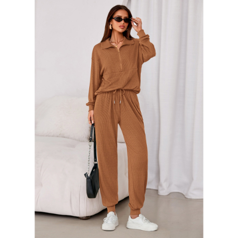 Women's Fall 2 Piece Lounge Sets Zip Up Sweatshirt Jogger Pants Sweat Track Suits Travel Outfit Winter Clothing