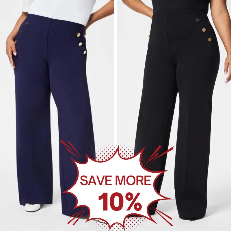 👖Tummy Control Button Wide Leg Pant