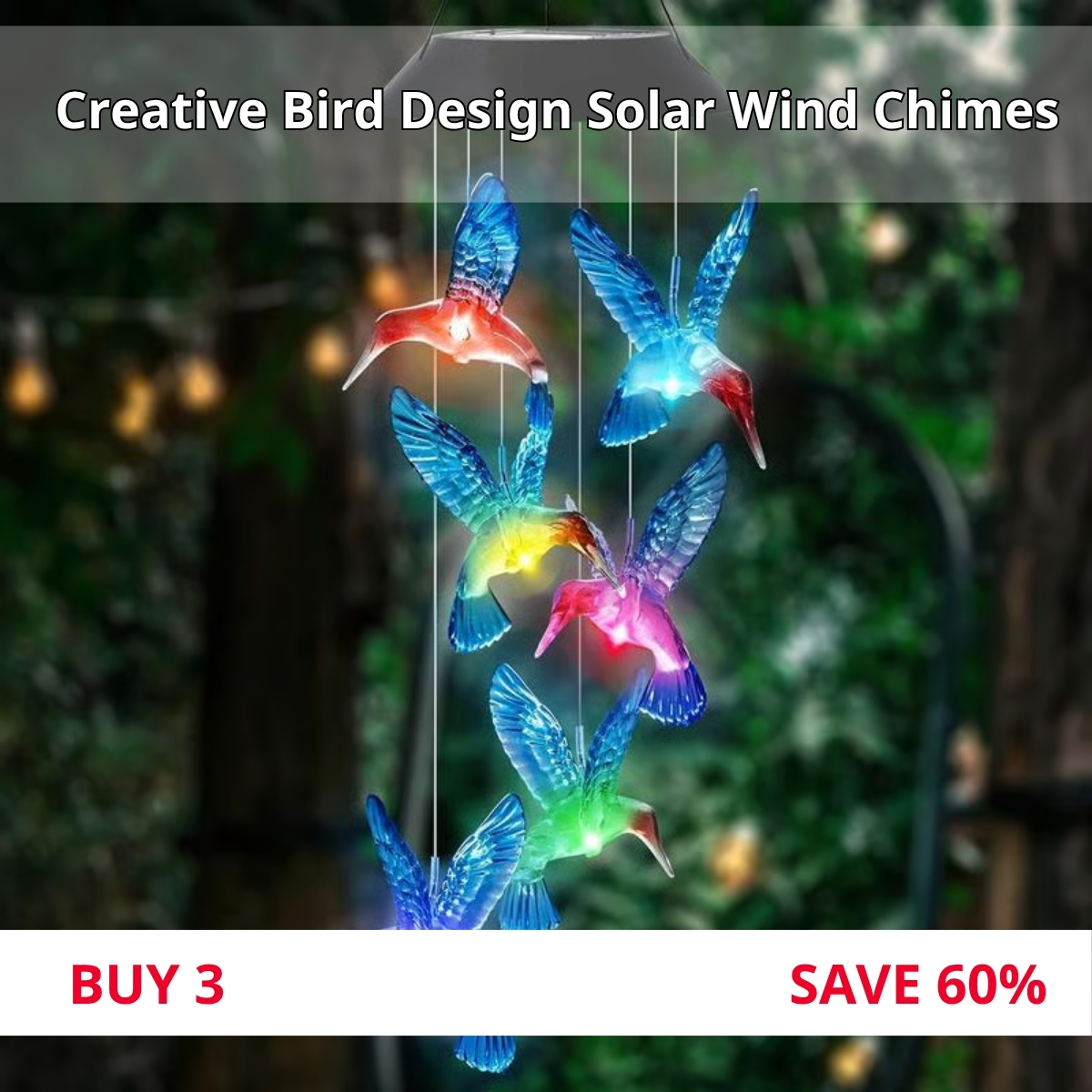 🦋 Enhance Your Garden - ✨Creative Bird Design Solar Wind Chimes