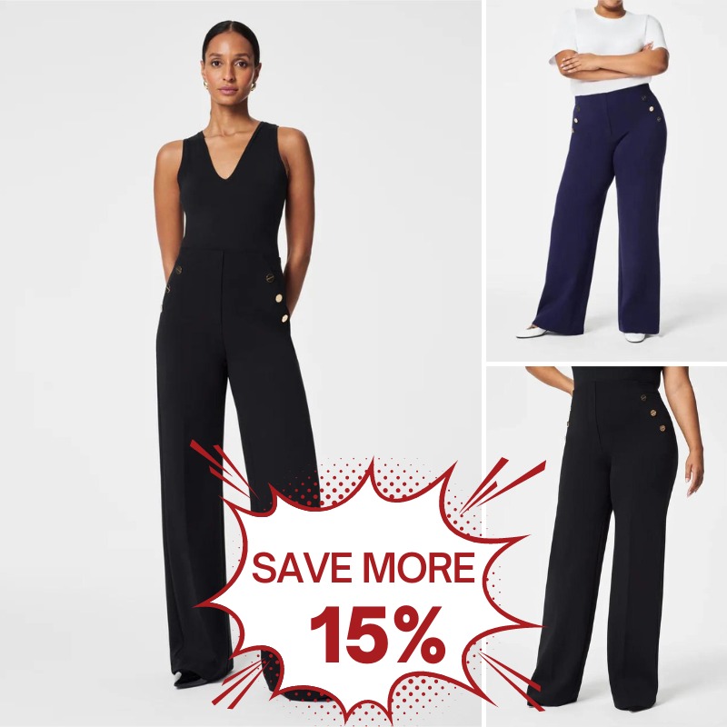 👖Tummy Control Button Wide Leg Pant