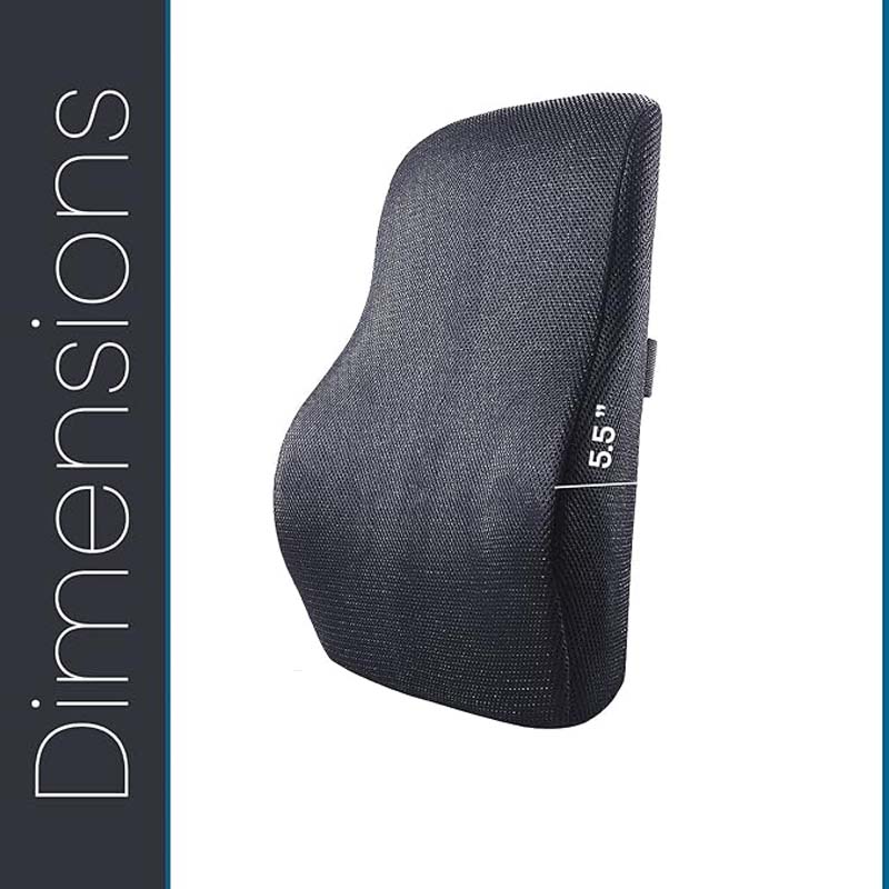 Sleepsia Lumbar Support Memory Foam Orthopedic Back Cushion – Back Rest Cushion for Car, Chair and Office Chair (17.5'' L× 15.5'' W × 5.5'' H) Black