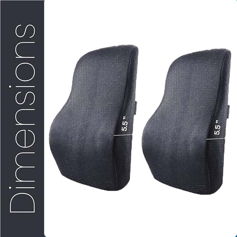 Sleepsia Lumbar Support Memory Foam Orthopedic Back Cushion – Back Rest Cushion for Car, Chair and Office Chair (17.5'' L× 15.5'' W × 5.5'' H) Black