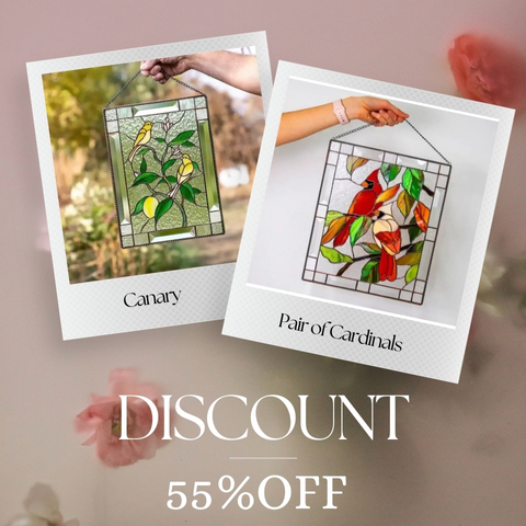 🎉Cardinal Stained Glass Window Panel