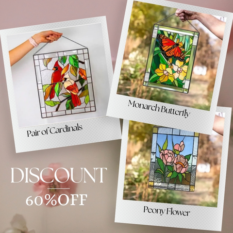 🎉Cardinal Stained Glass Window Panel