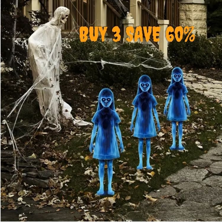 👻Halloween Haunted Twin Ghost Ground Stakes 👻 Spooky Outdoor Yard Decor