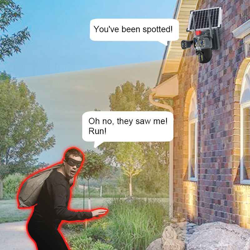 💥2025 New Hot Sale🎥 Triple-Lens Solar 360° Dome Camera✈️