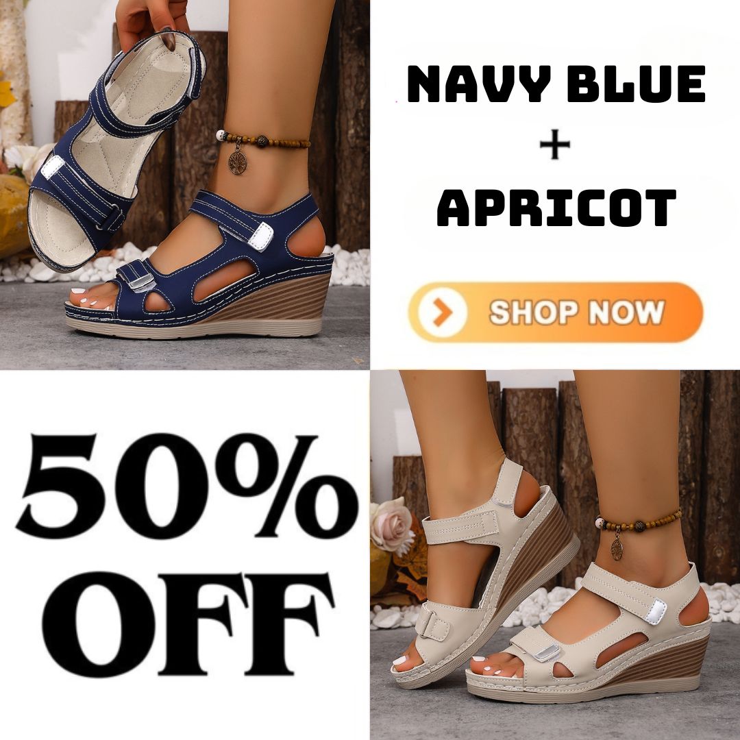 🔥Summer Best Seller🔥Women's Summer Wedge Sandals with Adjustable Strap – Open-Toe, Lightweight PU Sole & Soft Synthetic Upper for Casual and Formal Comfort