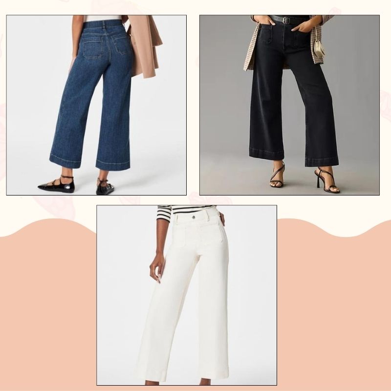 🔥Last Day 50% OFF🔥Tummy Control Cropped Wide-Leg Jeans