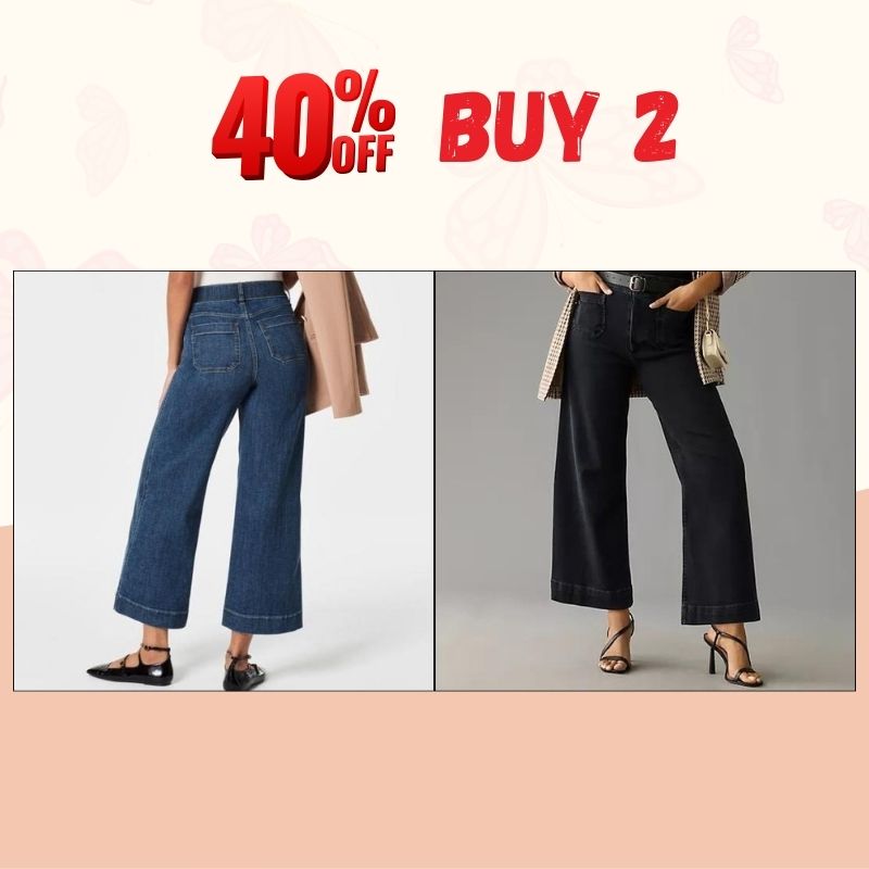 🔥Last Day 50% OFF🔥Tummy Control Cropped Wide-Leg Jeans
