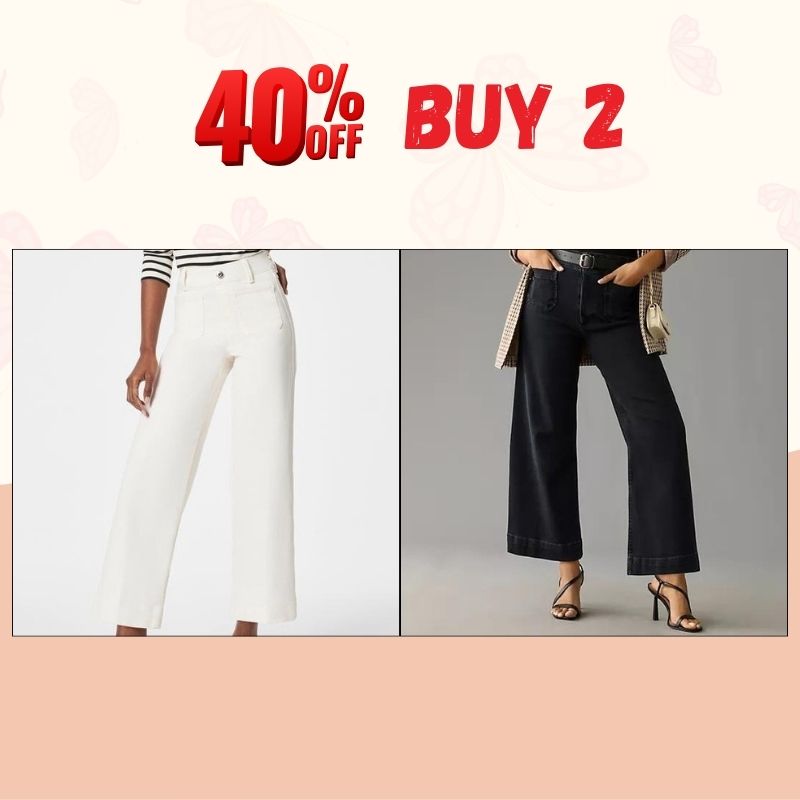 🔥Last Day 50% OFF🔥Tummy Control Cropped Wide-Leg Jeans