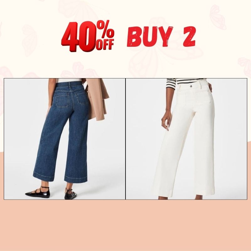 🔥Last Day 50% OFF🔥Tummy Control Cropped Wide-Leg Jeans