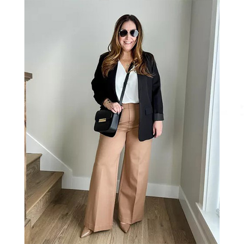 👖Tummy Control Button Wide Leg Pant