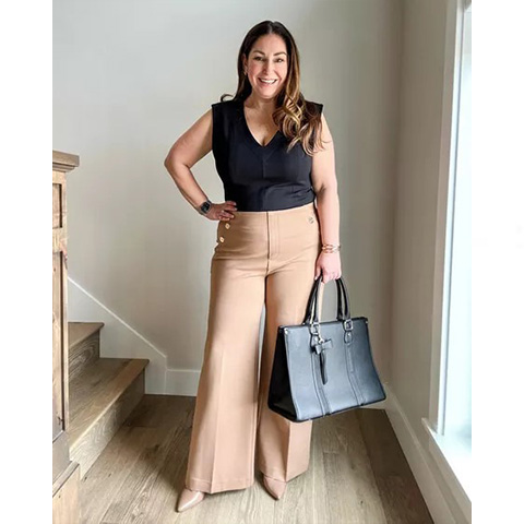 👖Tummy Control Button Wide Leg Pant
