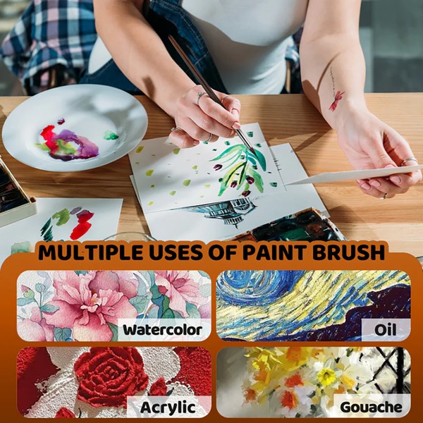 Fuumuui 4pcs/6pcs Professional Sable Watercolor Brushes
