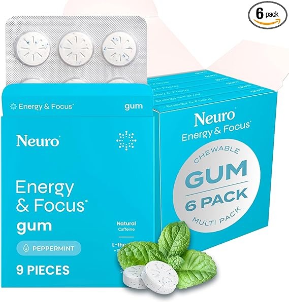 NeuroGum Energy & Focus Gum - Instant Mental Clarity & Crash-Free Energy in 5 Minutes