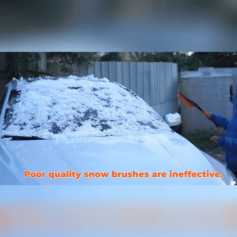 [Upgrade] Ice Scraper & Extendable Snow Brush for Car Windshield [Military-Grade Sturdy] - 360° Pivoting Brush Head with Silicone Grip for Effortless One-Swipe Clean on Auto (Large)