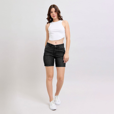 High Waist V Front Bermuda Shorts
