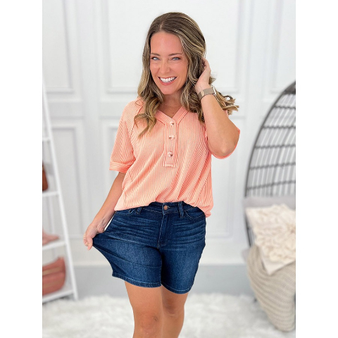 High Waist V Front Bermuda Shorts