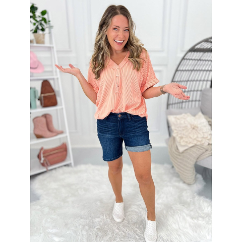 High Waist V Front Bermuda Shorts