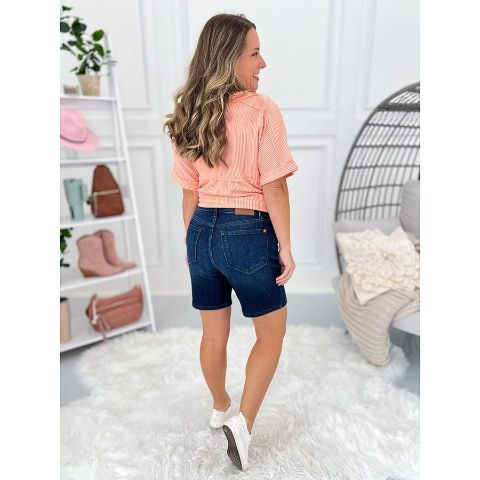 High Waist V Front Bermuda Shorts